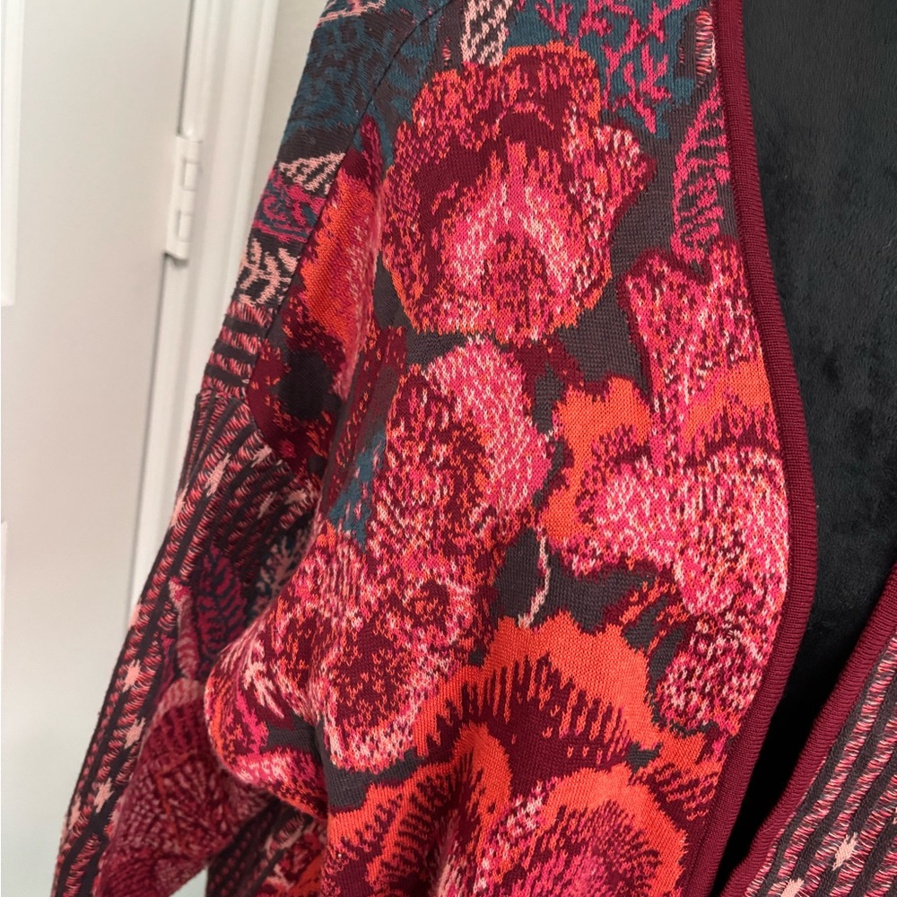 Peruvian Connection Red And Pink Patchwork Cardig… - image 3